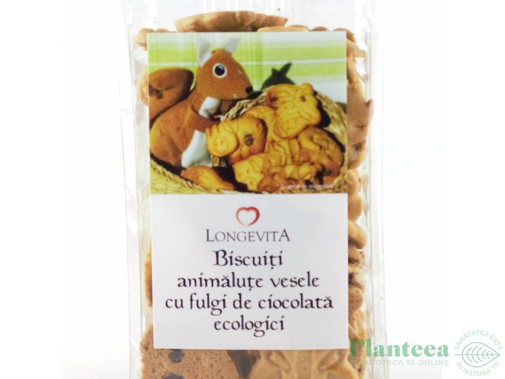 Biscuiti animalute vesele fulgi ciocolata 140g - LONGEVITA