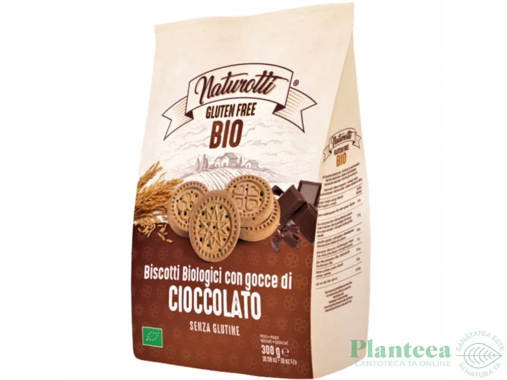 Biscuiti ciocolata fara gluten bio 300g - NATUROTTI