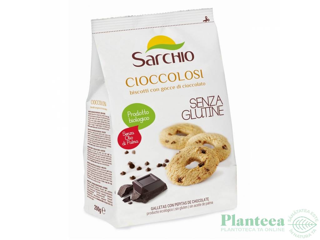 Biscuiti fulgi ciocolata neagra fara gluten eco 200g - SARCHIO