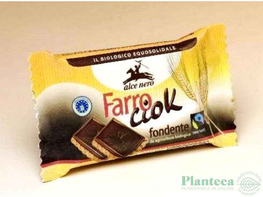 Biscuiti glazura ciocolata neagra eco 28g - ALCE NERO
