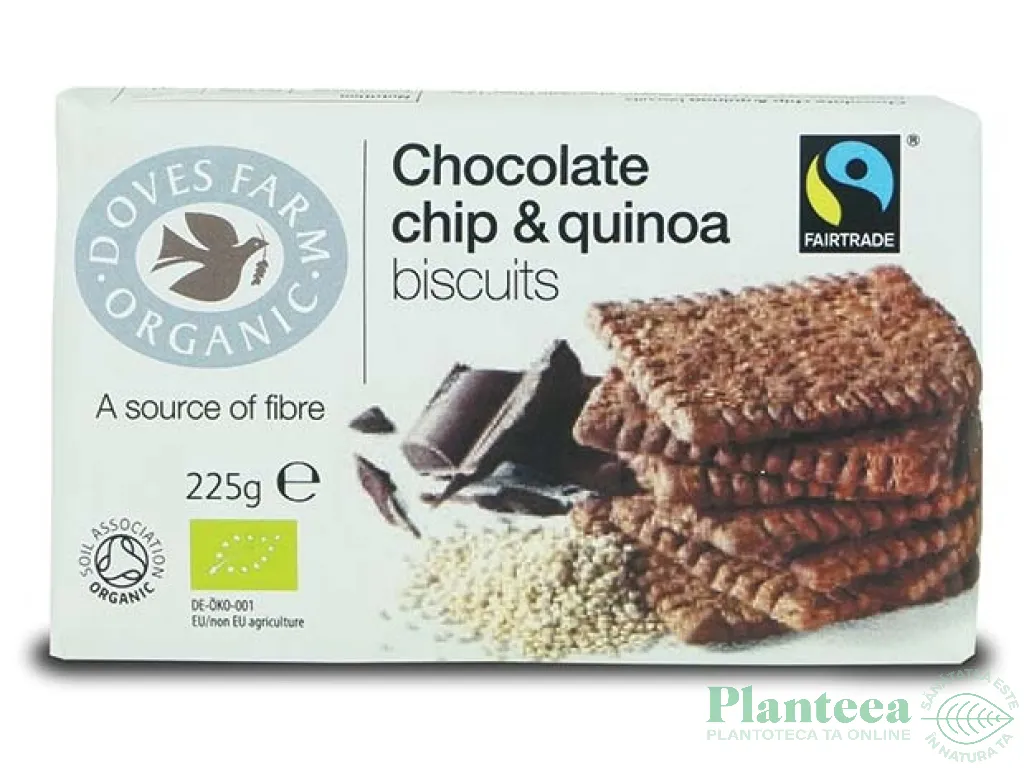 Biscuiti quinoa fulgi ciocolata eco 225g - DOVES FARM