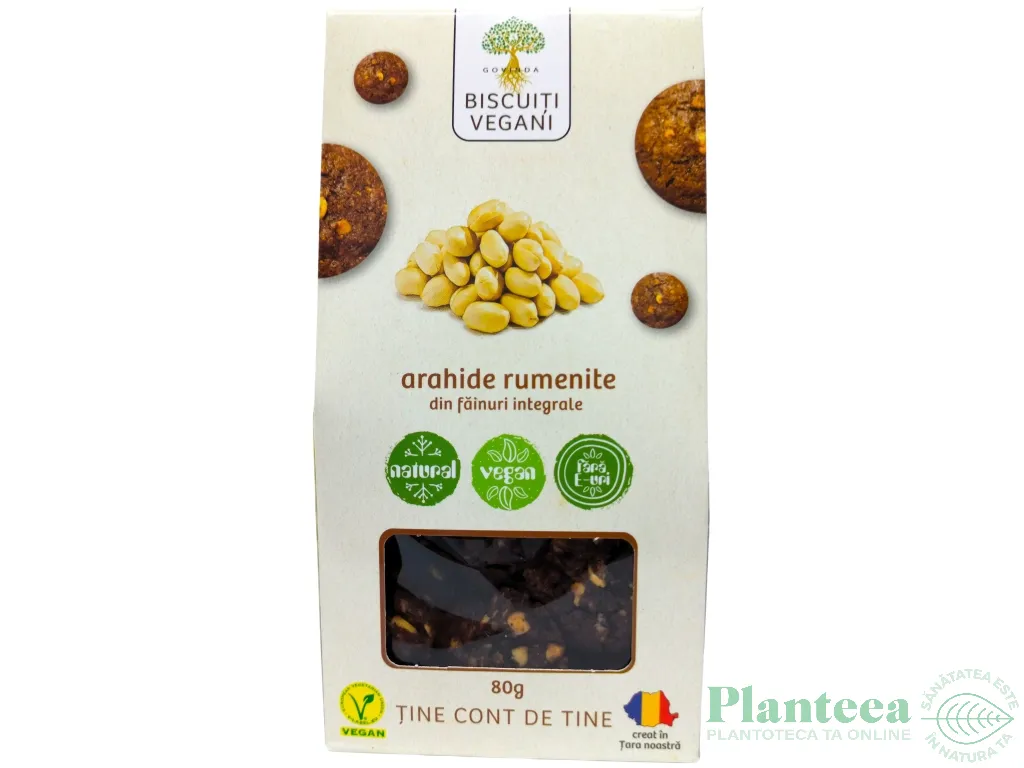 Biscuiti vegani integrali arahide rumenite 80g - GOVINDA