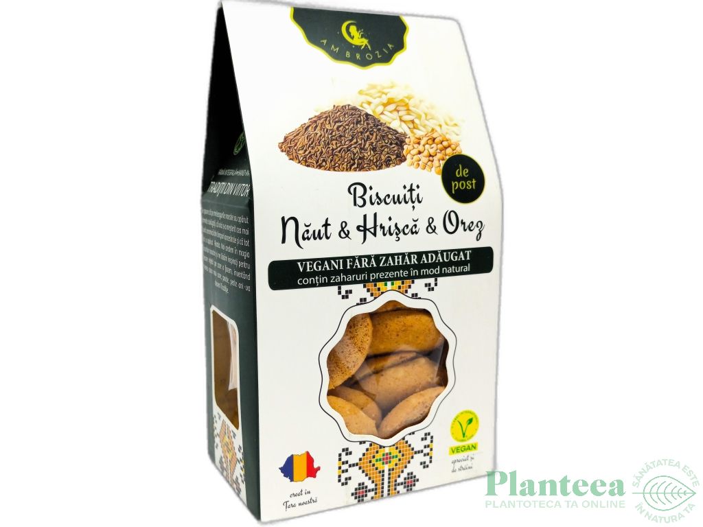 Biscuiti vegani naut hrisca orez fara zahar fara gluten 130g - AMBROZIA