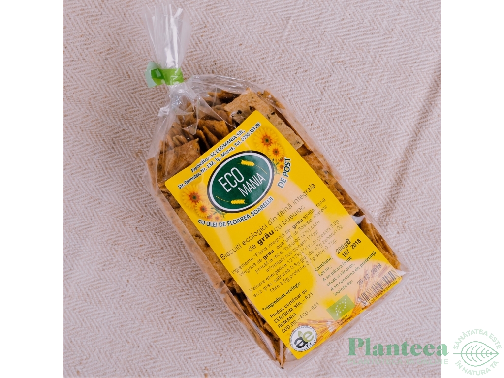 Biscuiti integrali seminte busuioc eco 200g - ECOMANIA