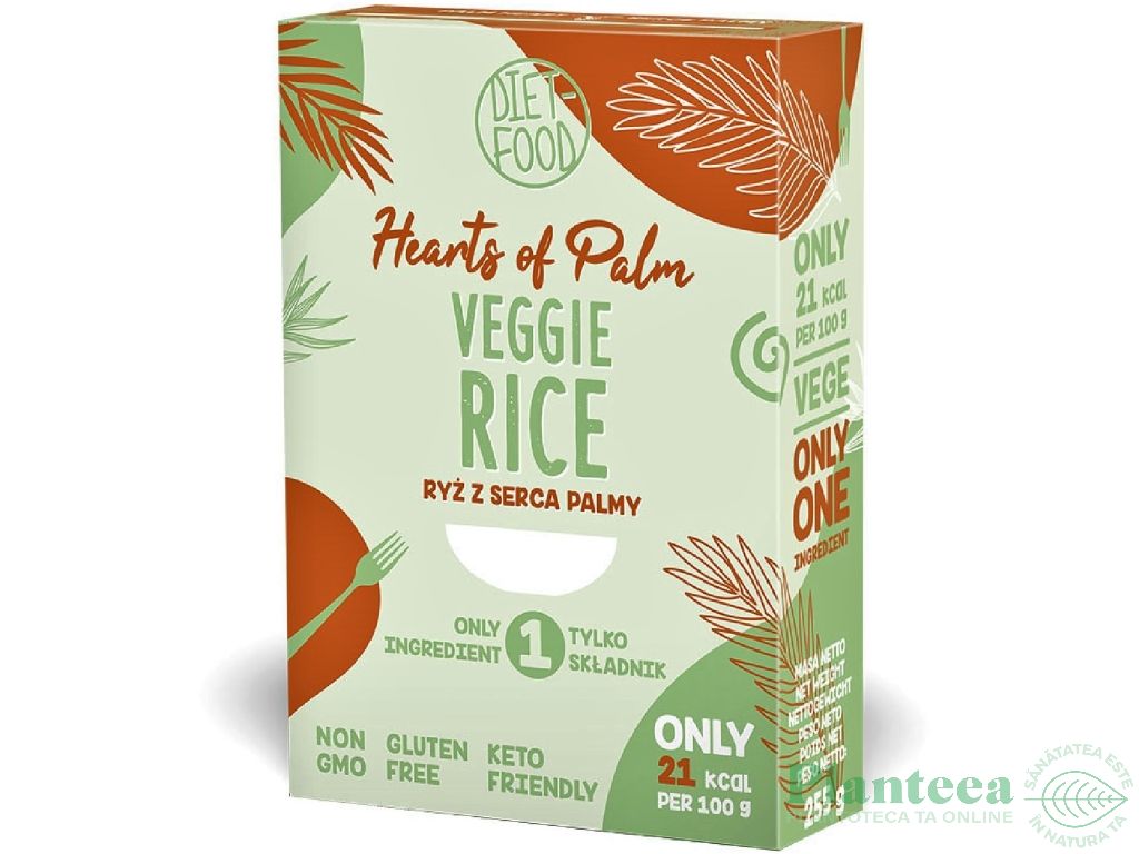 Boabe orez din inima palmier vidate bio 255g - DIET FOOD