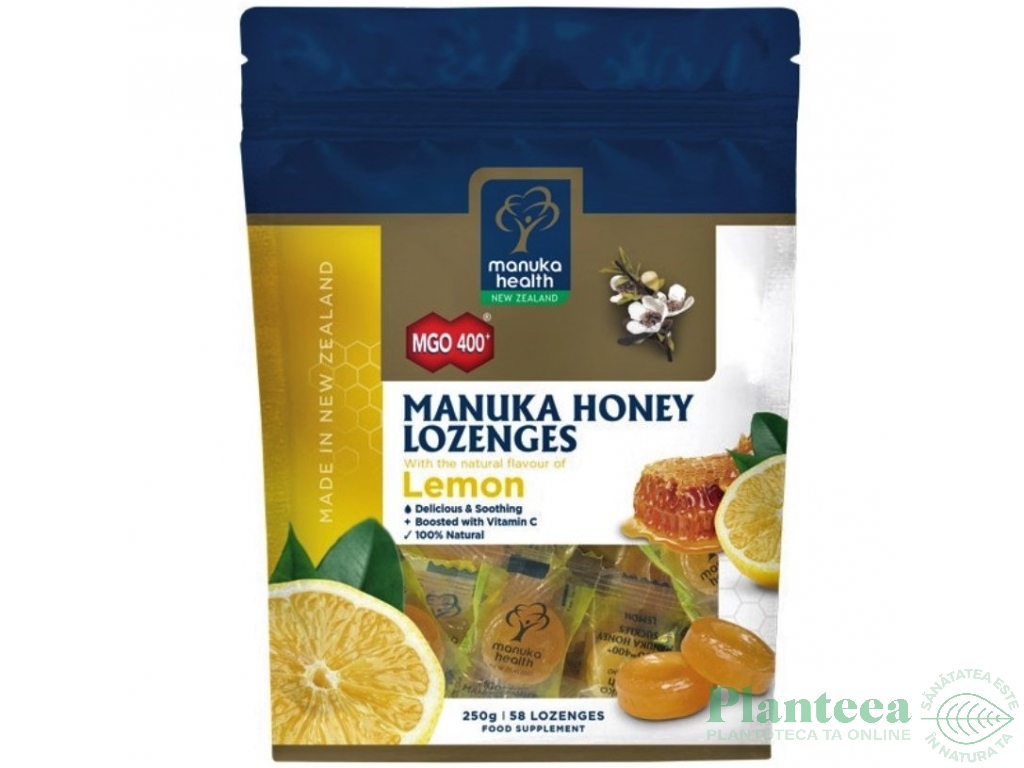 Bomboane miere Manuka lamaie 58cp - MANUKA HEALTH