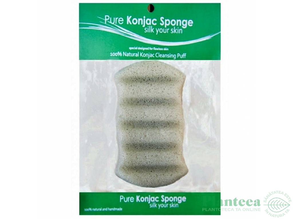 Burete konjac argila verde pt corp piele grasa 13,5cm - PURE KONJAC SPONGE