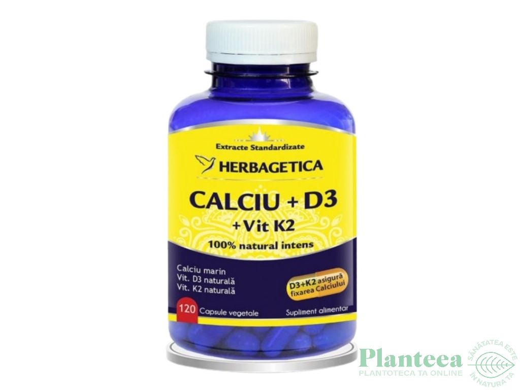 Calciu D3 K2 120cps - HERBAGETICA