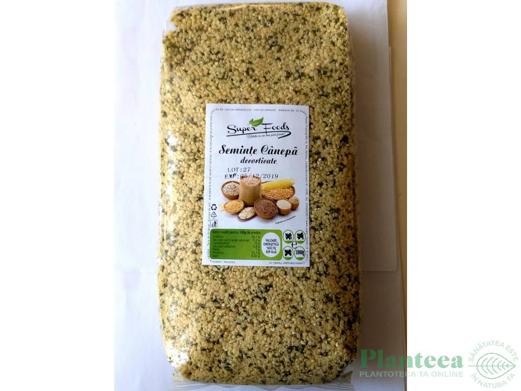 Seminte canepa decorticate 1kg - SUPERFOODS