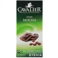 Ciocolata neagra 55%cacao belgiana cu crema moca fara zahar 85g - CAVALIER