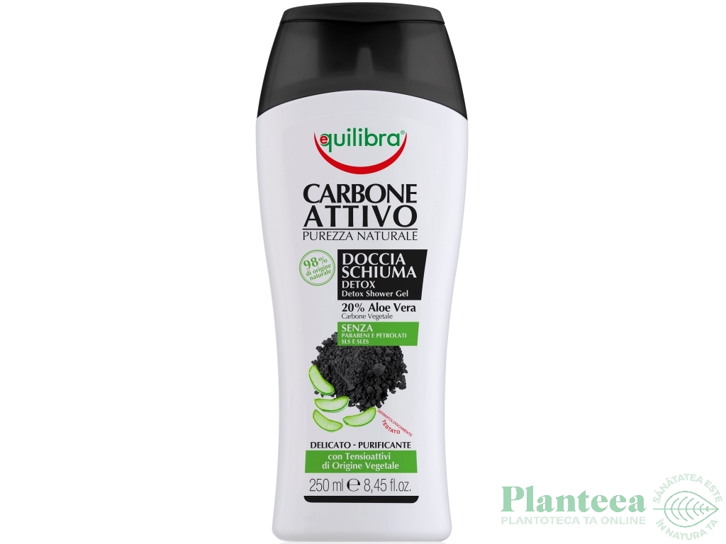 Gel dus carbune activ aloe vera 250ml - EQUILIBRA