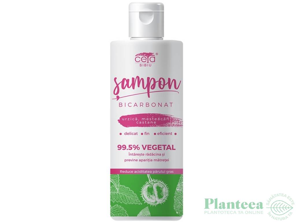 Sampon 99,5%vegetal bicarbonat urzica mesteacan castane 200ml - CETA SIBIU