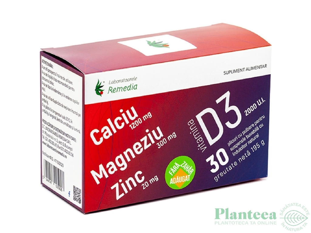 Calciu Mg Zn D3 30pl - REMEDIA