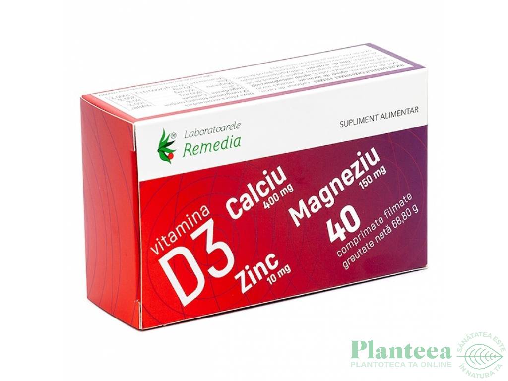 Calciu Mg Zn D3 40cp - REMEDIA