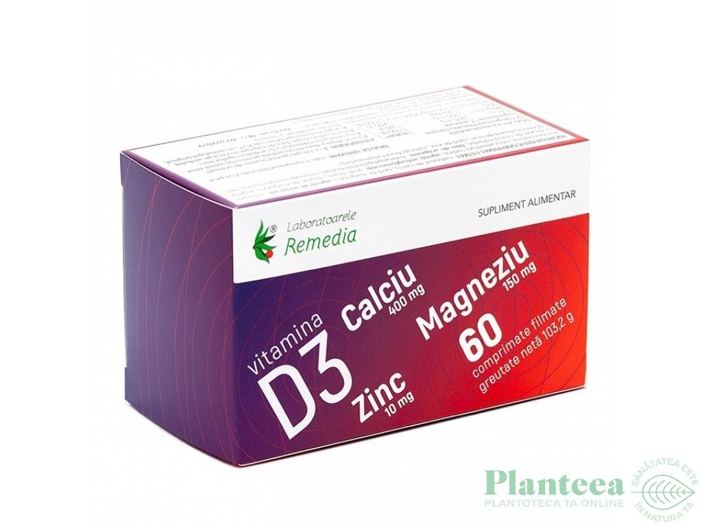 Calciu Mg Zn D3 60cp - REMEDIA