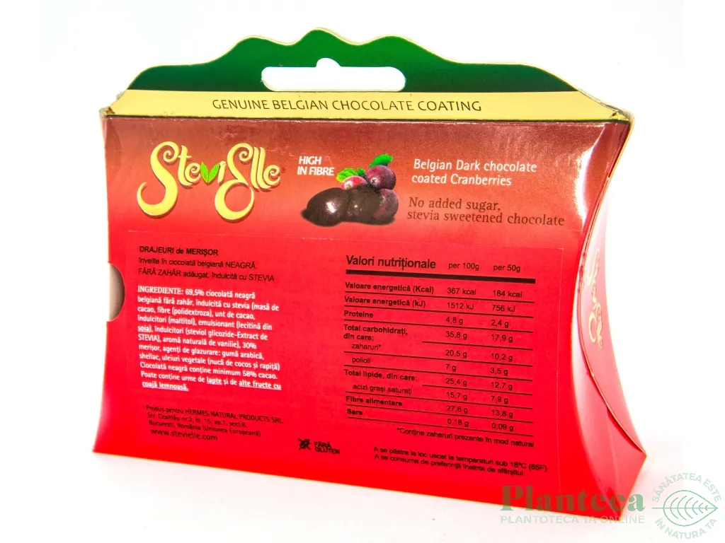 Drajeuri merisor in ciocolata neagra 50g - STEVIELLE