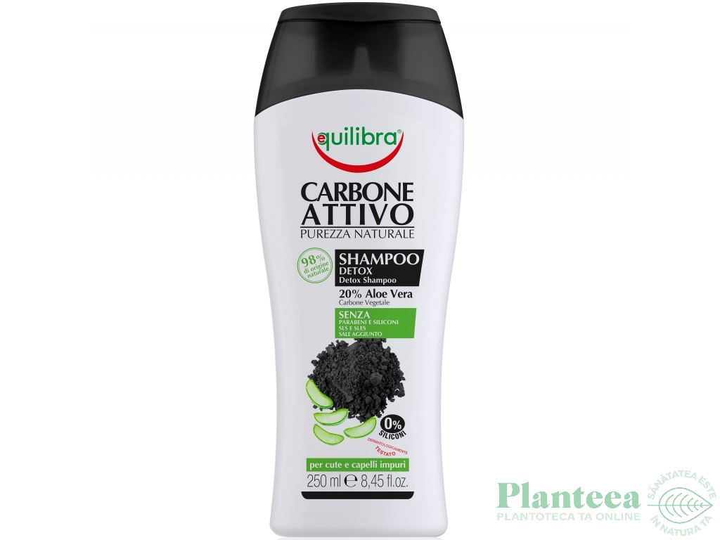 Sampon detoxifiant carbune activ aloe vera 250ml - EQUILIBRA