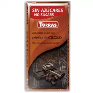 Ciocolata neagra 54% nibs cacao fara zahar 75g - TORRAS