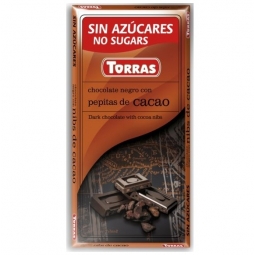 Ciocolata neagra 54%cacao nibs fara zahar fara glkuten 75g - TORRAS