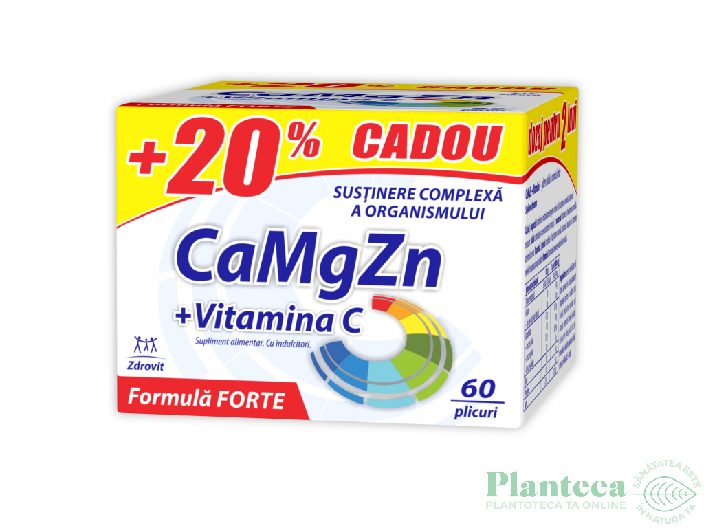 Calciu Mg Zn C forte 20%cadou 60pl - NATUR PRODUKT