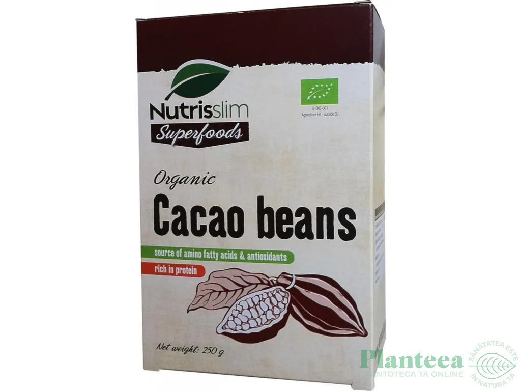 Cacao boabe raw organic eco 250g - NUTRISSLIM
