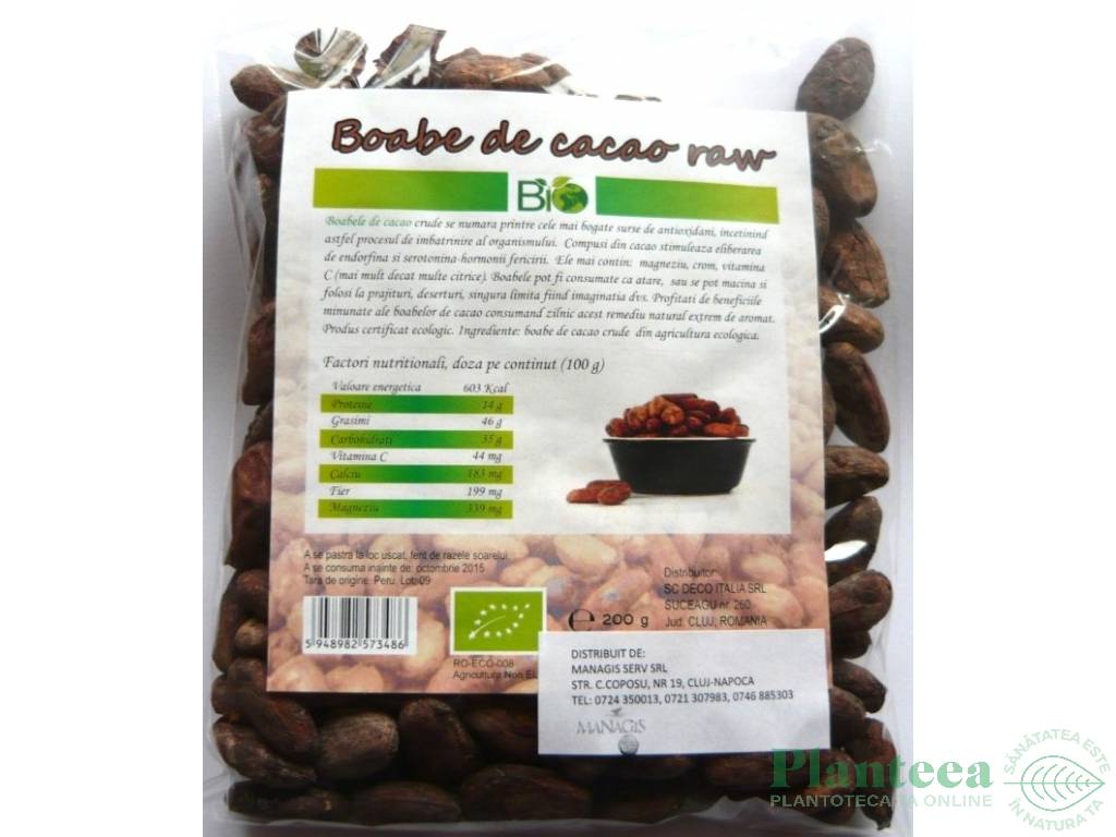 Cacao boabe crude eco 200g - DECO ITALIA