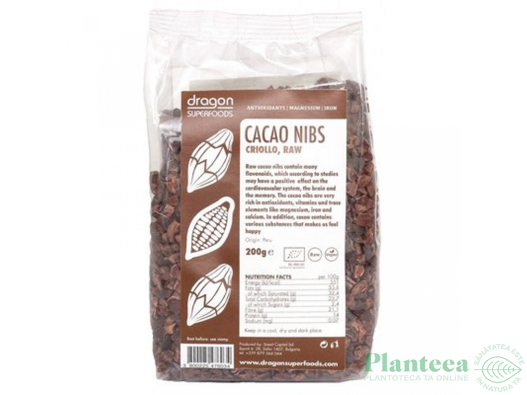 Cacao nibs Criollo eco 200g - DRAGON SUPERFOODS