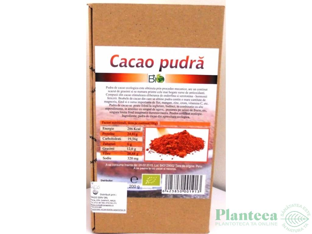 Cacao pulbere bio 200g - DECO ITALIA