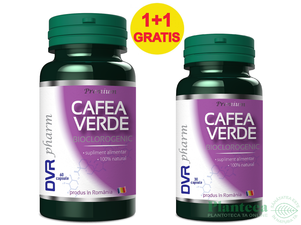 Pachet Cafea verde bioclorogenic 60+30cps - DVR PHARM