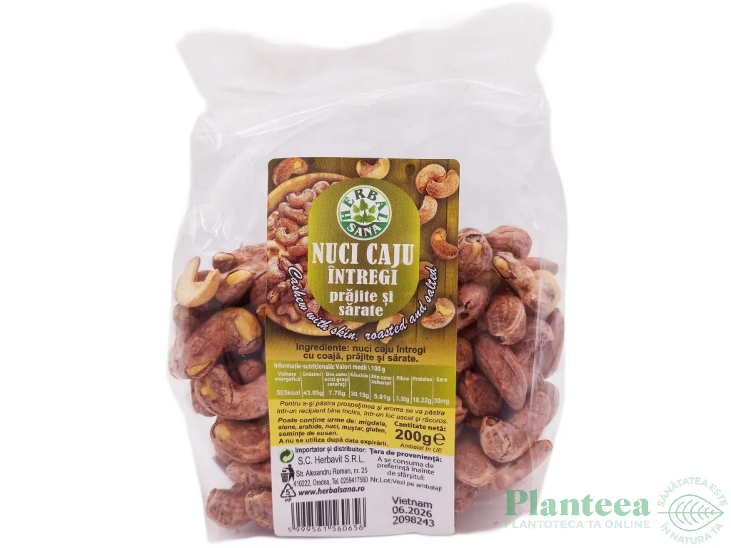 Caju intreg prajit sarat 200g - HERBAL SANA