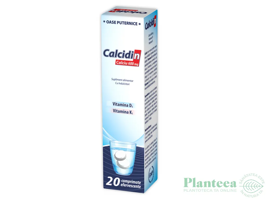 Calcidin calciu 600mg D3 K 20tb - NATUR PRODUKT