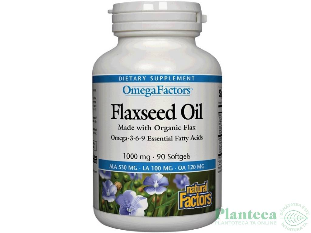 Ulei in [Flaxseed Oil] 1000mg 90cps - NATURAL FACTORS