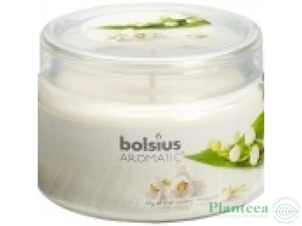Lumanare parfumata pahar cu capac 26h lacramioara 370g - BOLSIUS
