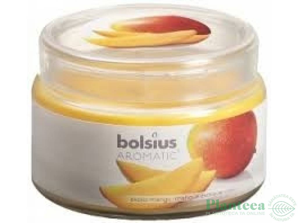 Lumanare parfumata pahar cu capac 26h mango 370g - BOLSIUS