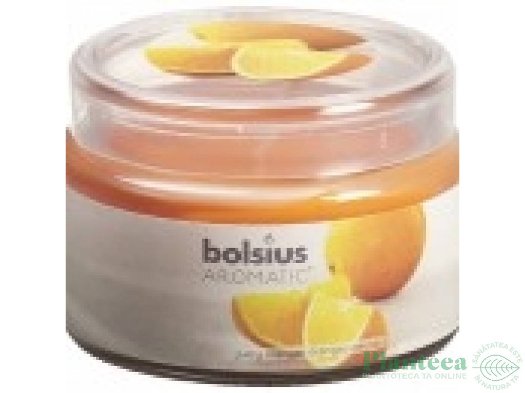 Lumanare parfumata pahar cu capac 26h portocala 370g - BOLSIUS