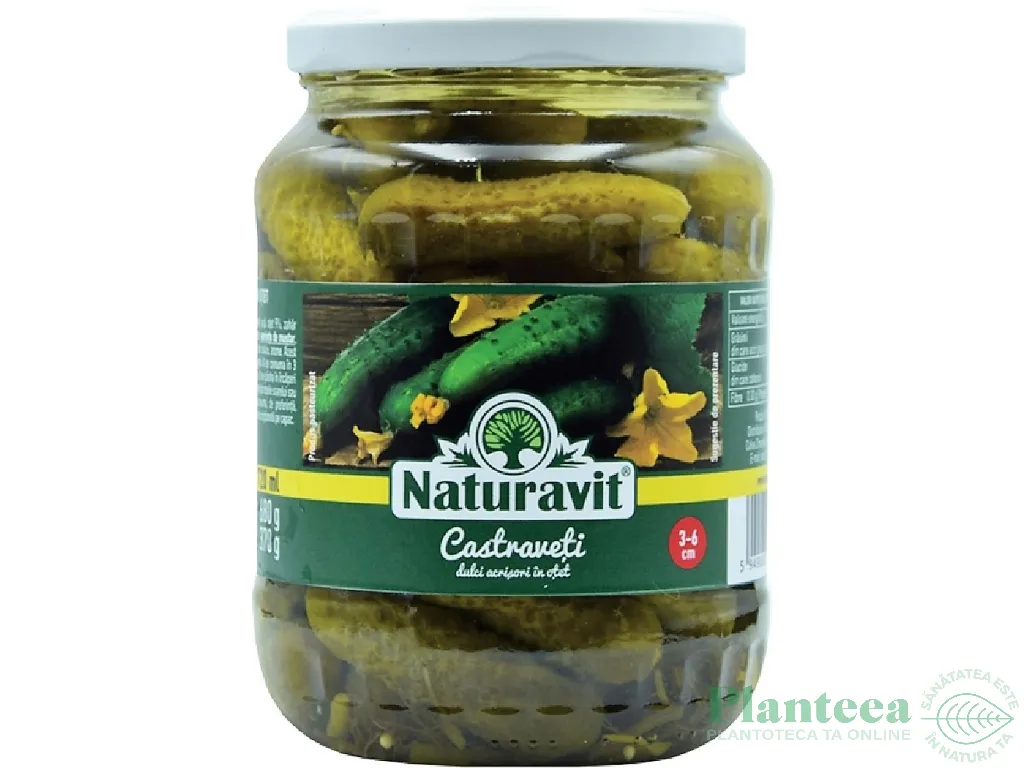 Castraveciori dulci acrisori 3~6cm in otet 720ml - NATURAVIT
