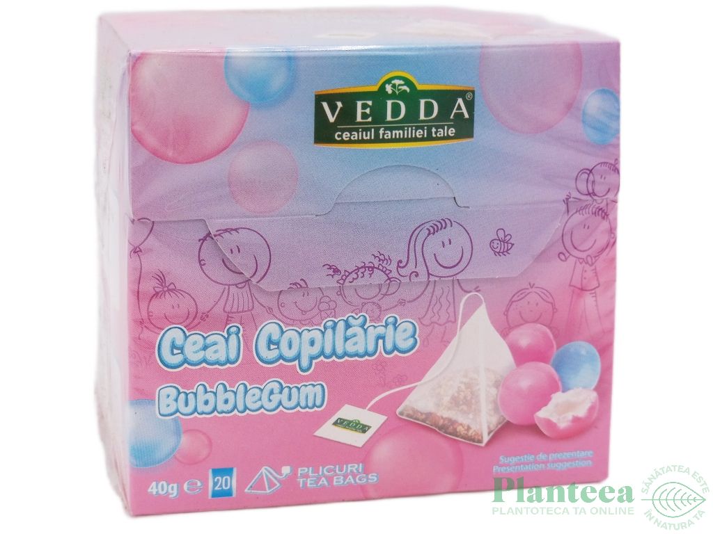 Ceai Copilarie bubble gum piramide 20x2g - VEDDA
