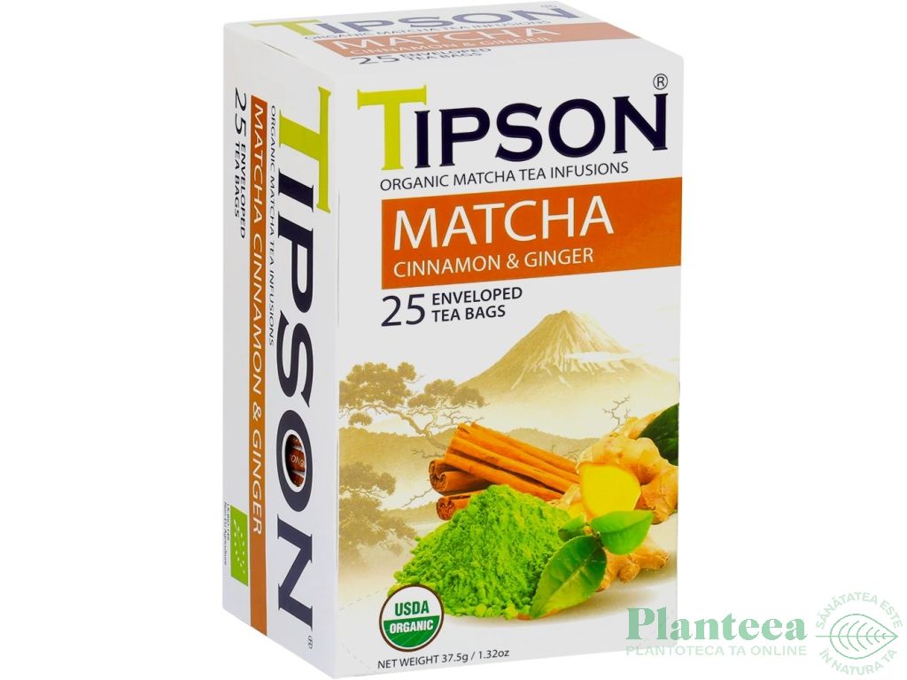 Ceai matcha organic scortisoara ghimbir 25dz - TIPSON