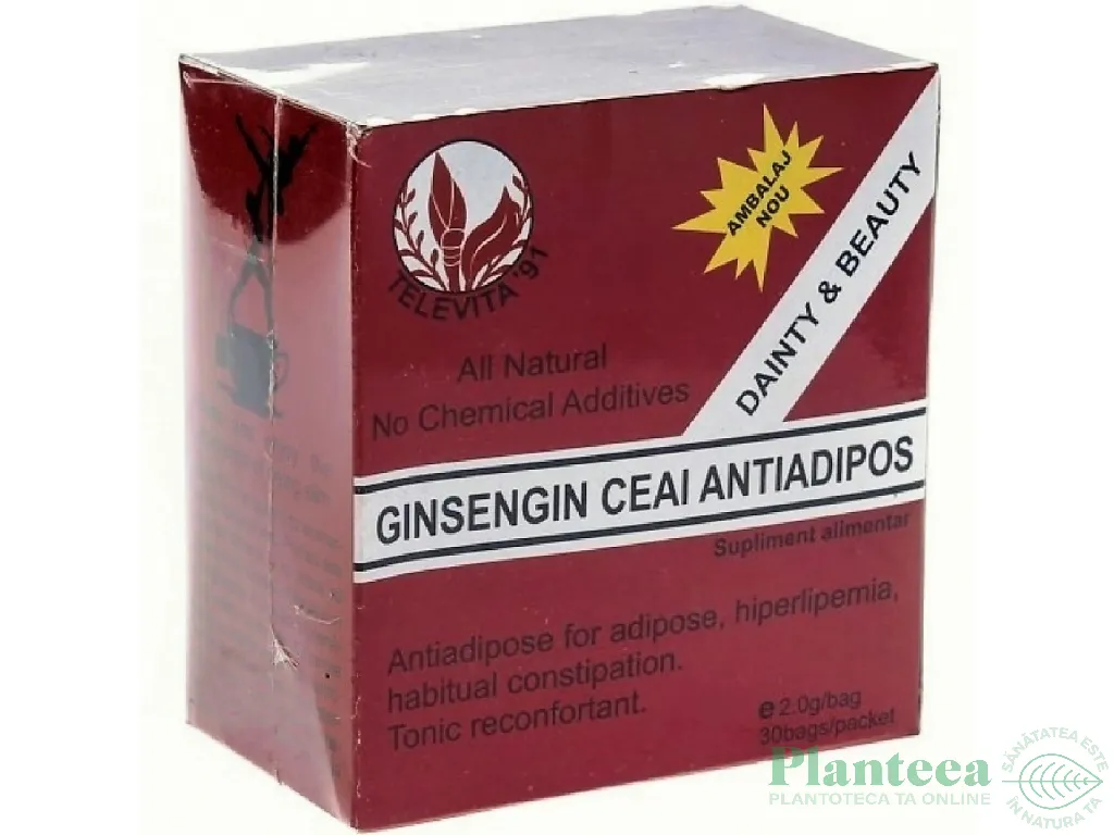Ceai antiadipos ginseng 30dz - TELEVITA