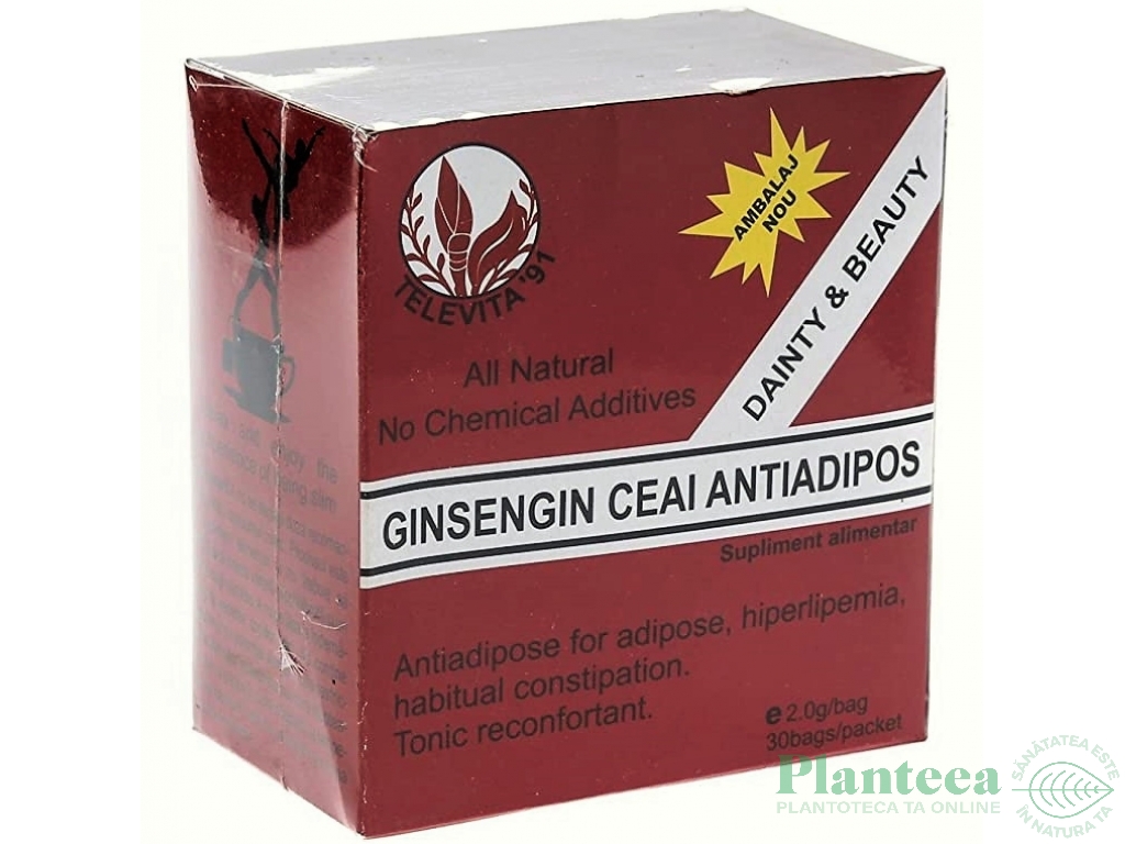 Ceai antiadipos ginseng 30dz - TELEVITA