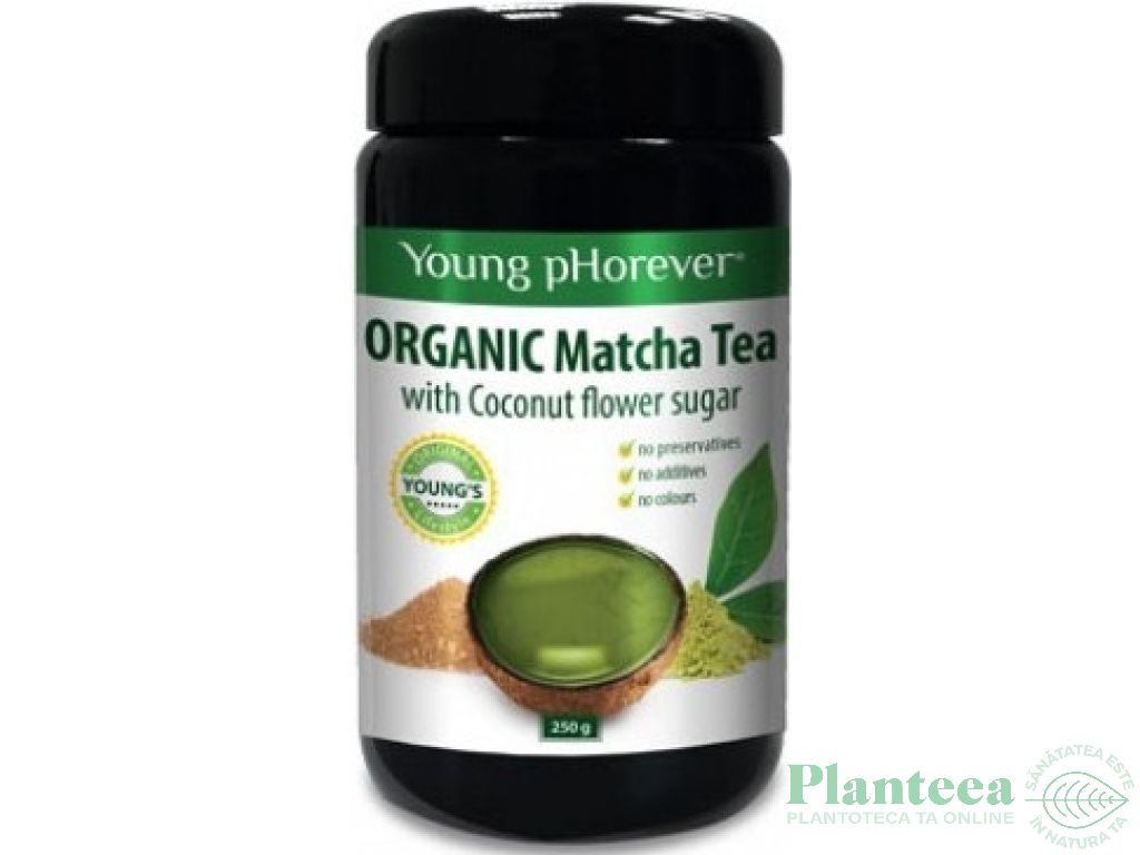 Ceai verde matcha nectar flori cocos pulbere 250g - YOUNG PHOREVER