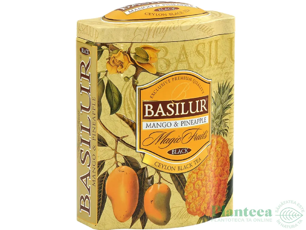 Ceai negru ceylon Magic Fruits mango ananas cutie 100g - BASILUR