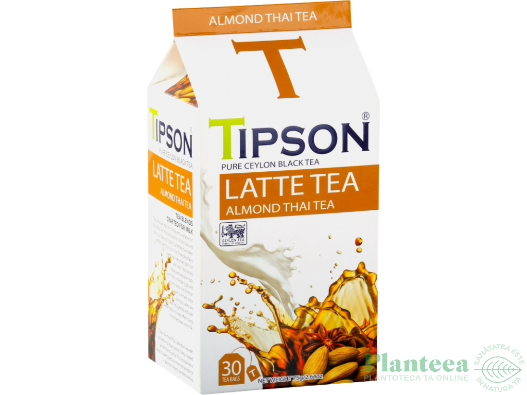 Ceai Latte negru pur ceylon Almond Thai 2,5gx30dz - TIPSON