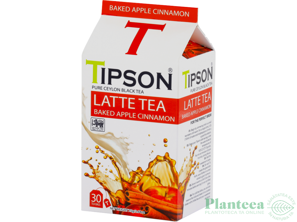 Ceai Latte negru pur ceylon Baked Apple Cinnamon 2,5gx30dz - TIPSON