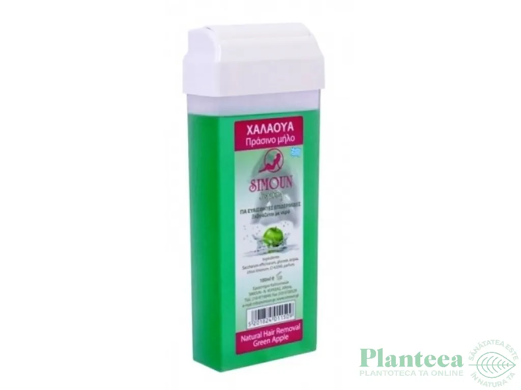 Ceara epilatoare naturala zahar aroma mar verde aplicator mare 100ml - SIMOUN