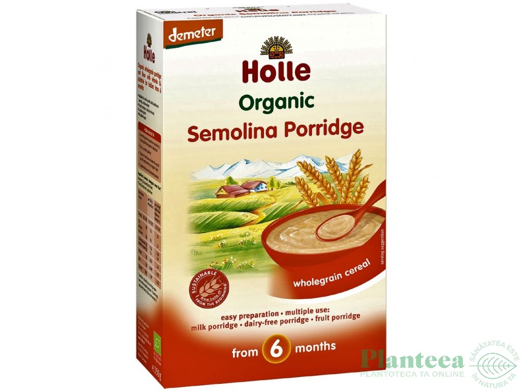 Porridge gris integral bebe +6luni eco 250g - HOLLE