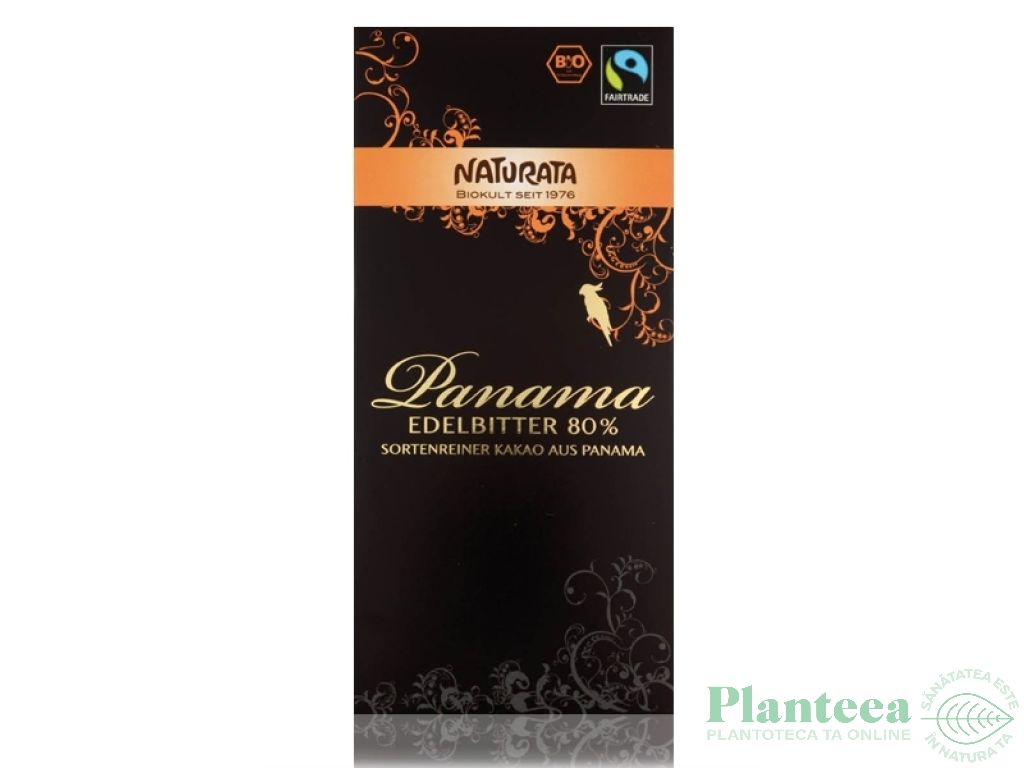 Ciocolata neagra 80%cacao Panama eco 100g - NATURATA