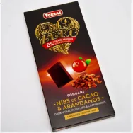 Ciocolata neagra 52%cacao nibs merisoare fara zahar 125g - TORRAS