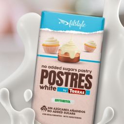 Ciocolata alba pentru prajituri eritritol stevia fara zahar fara gluten 200g - FITSTYLE