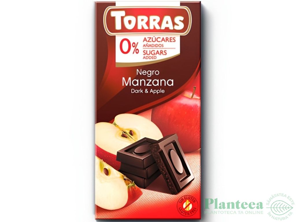 Ciocolata neagra 52%cacao mere fara zahar 75g - TORRAS